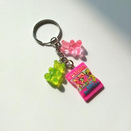 Haribo Sweet Gummy Bear Keychain, Funny Keychain,..