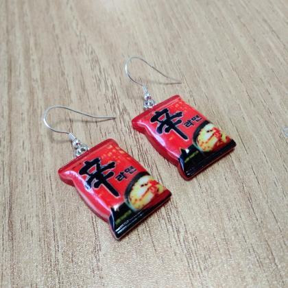 Korean 辛shin Ramen Instant Noodles Earrings,..