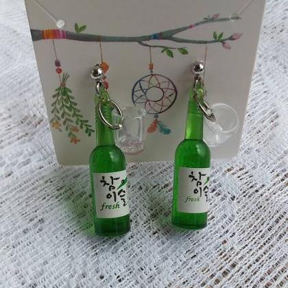 Korean Soju Bottles With Shot Glasses Earrings,..