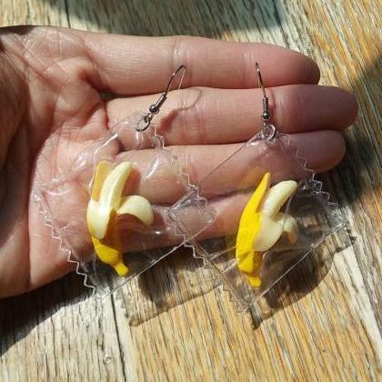 Miniature Banana In A Bag Earrings// Miniature..