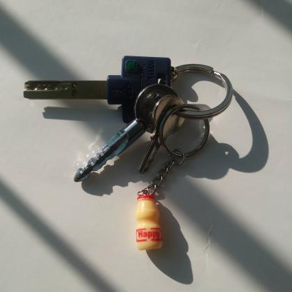 Cute Yakult Bottle Keychain, Funny Keychain, Cute..
