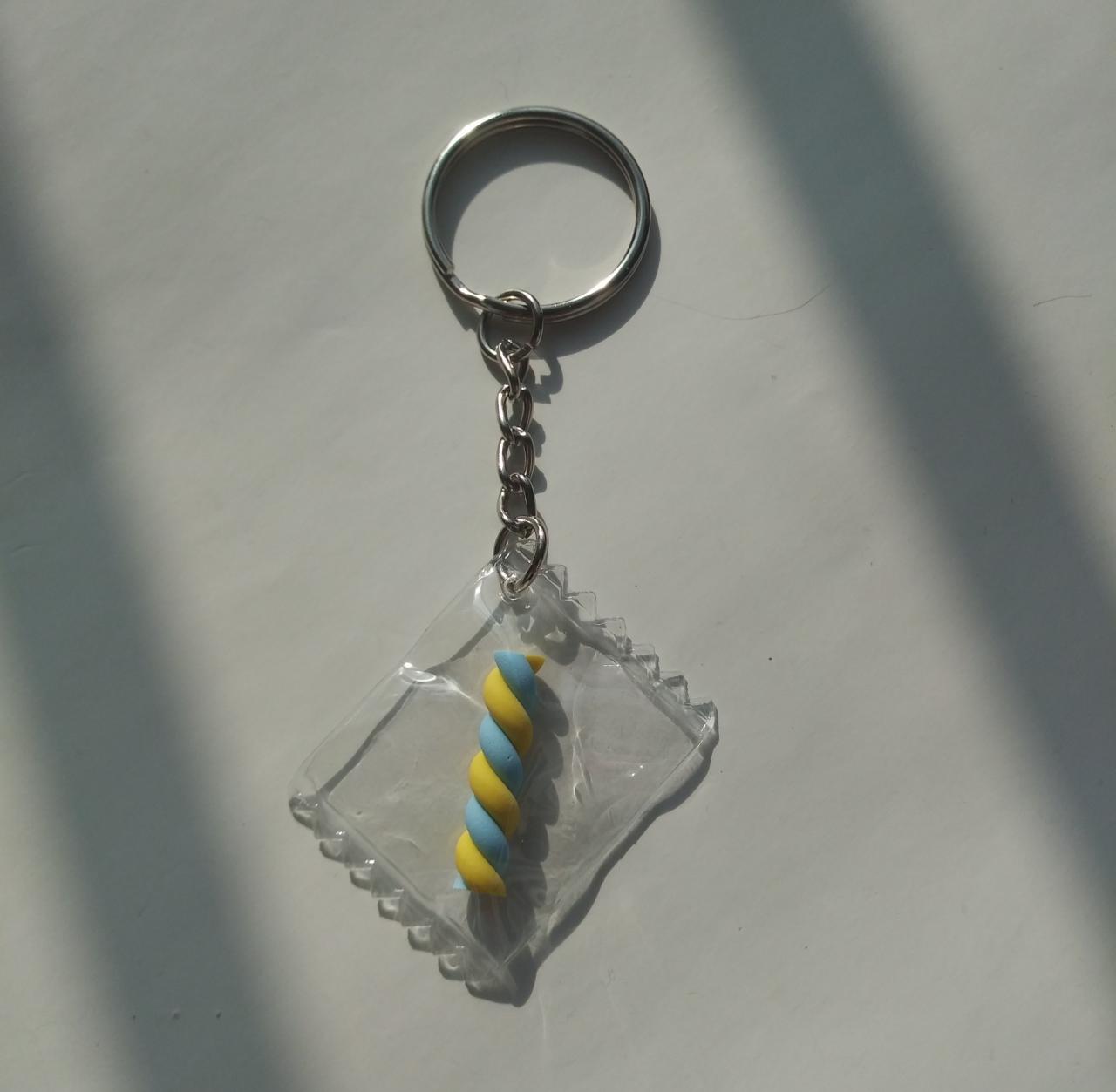 Twisted Marshmallow In A Bag Keychain, Funny Keychain, Food And Drink Keychain