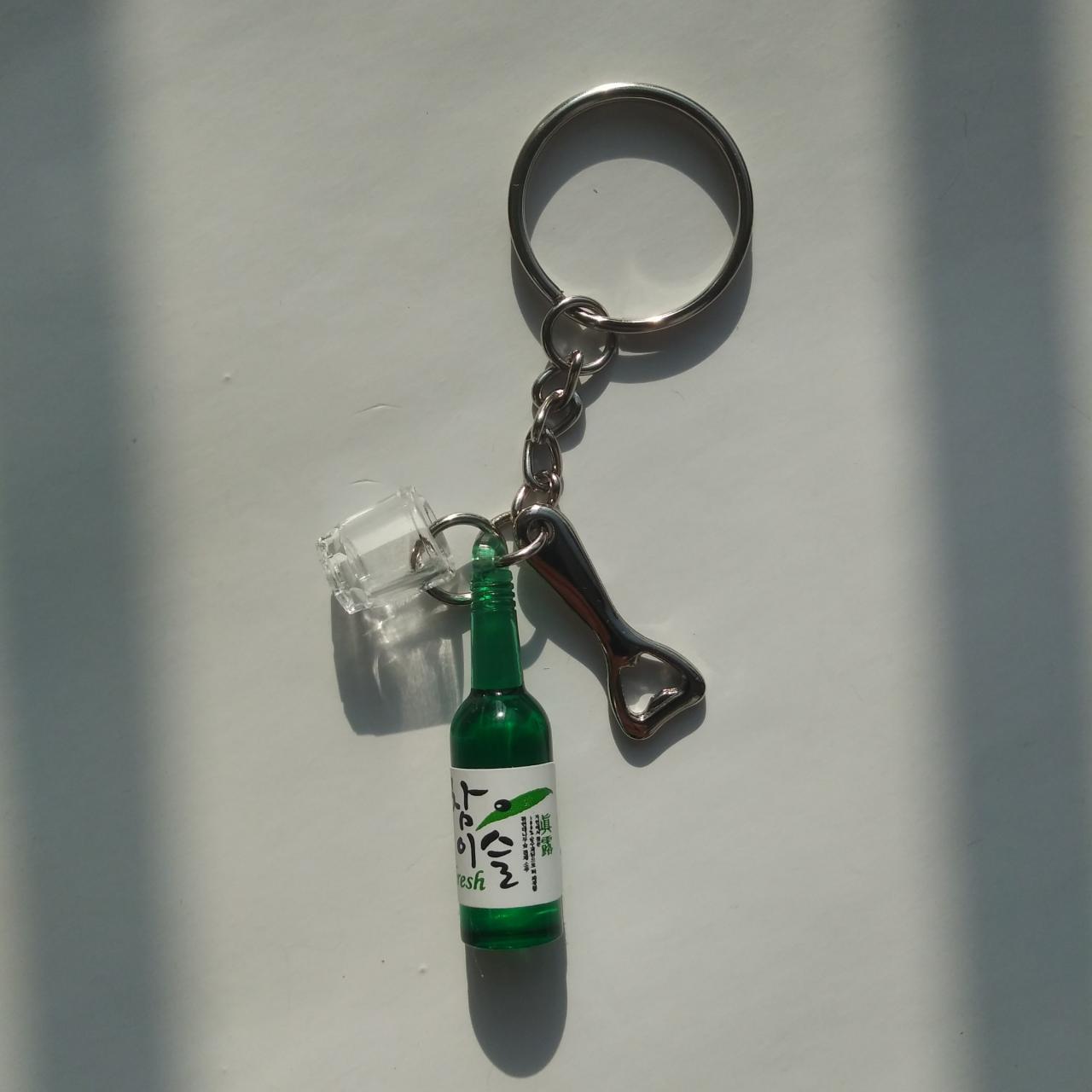 Korean Soju Bottle Keychain With Bottle Opener And Soju Shot Glass